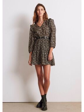 BA&SH Gracie Dress Size Medium Printed Tiered Ruffle Mini